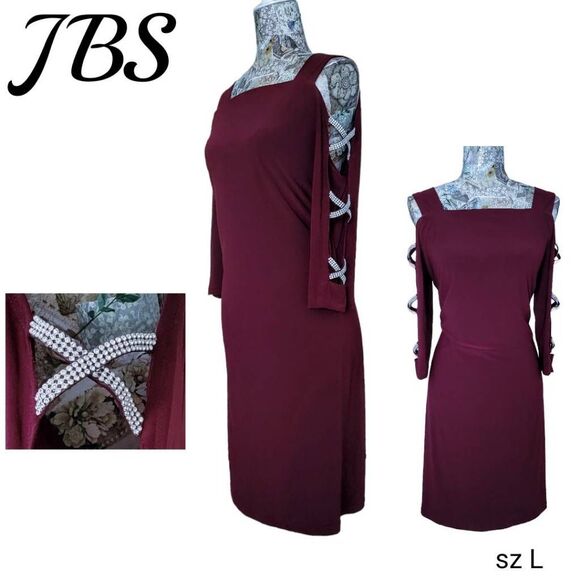 Formal Rhinestone Cold Shoulder Burgundy Red Sexy Cocktail Party Evening  Dress - Picture 3 of 15